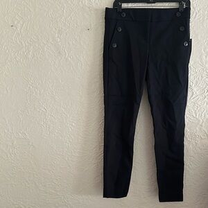 LOFT Skinny Ankle Length Black Sailor Button Pants Trousers NWT 4